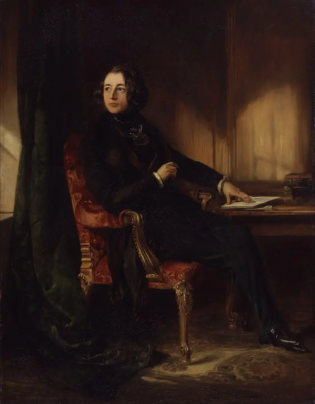 Portrait of Charles Dickens as a young man, painted by Daniel Maclise in 1839